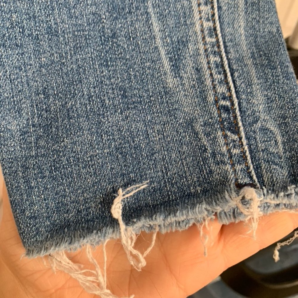 Free People Button Front Jean mid-rise with frayed - Picture 2 of 4